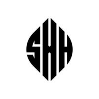 SXH circle letter logo design with circle and ellipse shape. SXH ellipse letters with typographic style. The three initials form a circle logo. SXH Circle Emblem Abstract Monogram Letter Mark Vector. vector