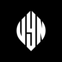 UYN circle letter logo design with circle and ellipse shape. UYN ellipse letters with typographic style. The three initials form a circle logo. UYN Circle Emblem Abstract Monogram Letter Mark Vector. vector