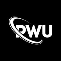 logotipo de pwu. carta pwu. diseño del logotipo de la letra pwu. logotipo de iniciales pwu vinculado con círculo y logotipo de monograma en mayúsculas. tipografía pwu para tecnología, negocios y marca inmobiliaria. vector