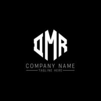 DMR letter logo design with polygon shape. DMR polygon and cube shape logo design. DMR hexagon vector logo template white and black colors. DMR monogram, business and real estate logo.