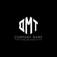 DMT letter logo design with polygon shape. DMT polygon and cube shape logo design. DMT hexagon vector logo template white and black colors. DMT monogram, business and real estate logo.