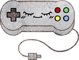 controlador de juego de dibujos animados de textura grunge retro vector