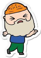 sticker of a cartoon man with beard vector