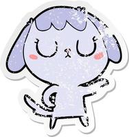 distressed sticker of a cute cartoon dog vector