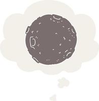 cartoon moon and thought bubble in retro style vector