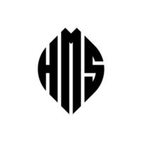 HMS circle letter logo design with circle and ellipse shape. HMS ellipse letters with typographic style. The three initials form a circle logo. HMS Circle Emblem Abstract Monogram Letter Mark Vector. vector