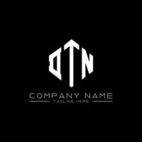 DTN letter logo design with polygon shape. DTN polygon and cube shape logo design. DTN hexagon vector logo template white and black colors. DTN monogram, business and real estate logo.