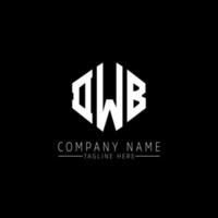 DWB letter logo design with polygon shape. DWB polygon and cube shape logo design. DWB hexagon vector logo template white and black colors. DWB monogram, business and real estate logo.