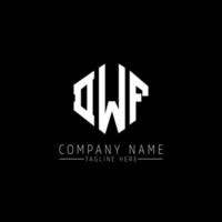 DWF letter logo design with polygon shape. DWF polygon and cube shape logo design. DWF hexagon vector logo template white and black colors. DWF monogram, business and real estate logo.