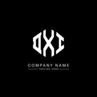 DXI letter logo design with polygon shape. DXI polygon and cube shape logo design. DXI hexagon vector logo template white and black colors. DXI monogram, business and real estate logo.