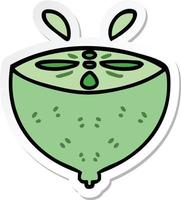 sticker of a quirky hand drawn cartoon lime vector