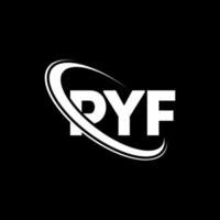 logotipo de pyf. letra pyf. diseño de logotipo de letra pyf. logotipo de iniciales pyf vinculado con círculo y logotipo de monograma en mayúsculas. tipografía pyf para tecnología, negocios y marca inmobiliaria. vector