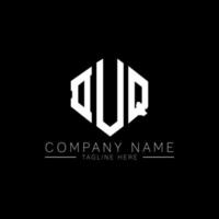 DUQ letter logo design with polygon shape. DUQ polygon and cube shape logo design. DUQ hexagon vector logo template white and black colors. DUQ monogram, business and real estate logo.