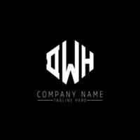 DWH letter logo design with polygon shape. DWH polygon and cube shape logo design. DWH hexagon vector logo template white and black colors. DWH monogram, business and real estate logo.