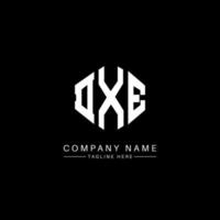 DXE letter logo design with polygon shape. DXE polygon and cube shape logo design. DXE hexagon vector logo template white and black colors. DXE monogram, business and real estate logo.