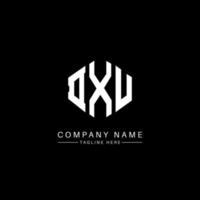 DXU letter logo design with polygon shape. DXU polygon and cube shape logo design. DXU hexagon vector logo template white and black colors. DXU monogram, business and real estate logo.