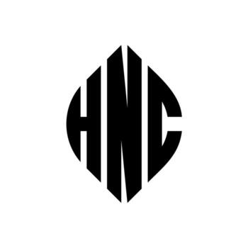 HNC circle letter logo design with circle and ellipse shape. HNC ellipse letters with typographic style. The three initials form a circle logo. HNC Circle Emblem Abstract Monogram Letter Mark Vector. vector