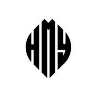 HMY circle letter logo design with circle and ellipse shape. HMY ellipse letters with typographic style. The three initials form a circle logo. HMY Circle Emblem Abstract Monogram Letter Mark Vector. vector