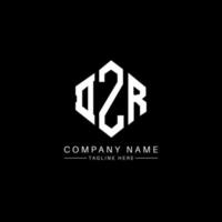 DZR letter logo design with polygon shape. DZR polygon and cube shape logo design. DZR hexagon vector logo template white and black colors. DZR monogram, business and real estate logo.