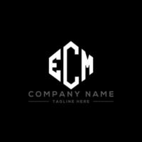 ECM letter logo design with polygon shape. ECM polygon and cube shape logo design. ECM hexagon vector logo template white and black colors. ECM monogram, business and real estate logo.