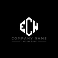 ECW letter logo design with polygon shape. ECW polygon and cube shape logo design. ECW hexagon vector logo template white and black colors. ECW monogram, business and real estate logo.