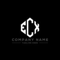 ECX letter logo design with polygon shape. ECX polygon and cube shape logo design. ECX hexagon vector logo template white and black colors. ECX monogram, business and real estate logo.