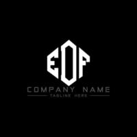 EDF letter logo design with polygon shape. EDF polygon and cube shape logo design. EDF hexagon vector logo template white and black colors. EDF monogram, business and real estate logo.