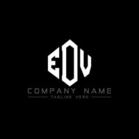 EDV letter logo design with polygon shape. EDV polygon and cube shape logo design. EDV hexagon vector logo template white and black colors. EDV monogram, business and real estate logo.