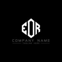 EDR letter logo design with polygon shape. EDR polygon and cube shape logo design. EDR hexagon vector logo template white and black colors. EDR monogram, business and real estate logo.