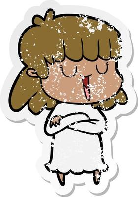 distressed sticker of a cartoon woman