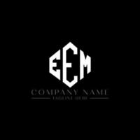 EEM letter logo design with polygon shape. EEM polygon and cube shape logo design. EEM hexagon vector logo template white and black colors. EEM monogram, business and real estate logo.