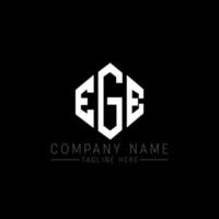EGE letter logo design with polygon shape. EGE polygon and cube shape logo design. EGE hexagon vector logo template white and black colors. EGE monogram, business and real estate logo.