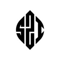 SZI circle letter logo design with circle and ellipse shape. SZI ellipse letters with typographic style. The three initials form a circle logo. SZI Circle Emblem Abstract Monogram Letter Mark Vector. vector
