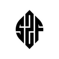 diseño de logotipo de letra de círculo szf con forma de círculo y elipse. letras elipses szf con estilo tipográfico. las tres iniciales forman un logo circular. szf círculo emblema resumen monograma letra marca vector. vector