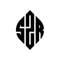 diseño de logotipo de letra de círculo szr con forma de círculo y elipse. szr letras elipses con estilo tipográfico. las tres iniciales forman un logo circular. szr círculo emblema resumen monograma letra marca vector. vector
