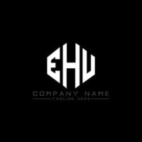 EHU letter logo design with polygon shape. EHU polygon and cube shape logo design. EHU hexagon vector logo template white and black colors. EHU monogram, business and real estate logo.