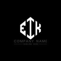 EIK letter logo design with polygon shape. EIK polygon and cube shape logo design. EIK hexagon vector logo template white and black colors. EIK monogram, business and real estate logo.