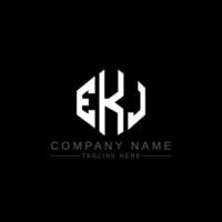 EKJ letter logo design with polygon shape. EKJ polygon and cube shape logo design. EKJ hexagon vector logo template white and black colors. EKJ monogram, business and real estate logo.