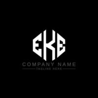 EKE letter logo design with polygon shape. EKE polygon and cube shape logo design. EKE hexagon vector logo template white and black colors. EKE monogram, business and real estate logo.