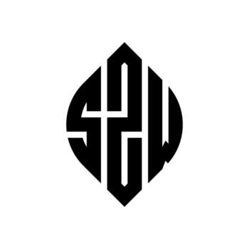 SZW circle letter logo design with circle and ellipse shape. SZW ellipse letters with typographic style. The three initials form a circle logo. SZW Circle Emblem Abstract Monogram Letter Mark Vector. vector