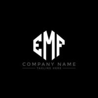 EMF letter logo design with polygon shape. EMF polygon and cube shape logo design. EMF hexagon vector logo template white and black colors. EMF monogram, business and real estate logo.