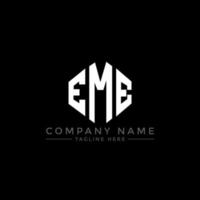 EME letter logo design with polygon shape. EME polygon and cube shape logo design. EME hexagon vector logo template white and black colors. EME monogram, business and real estate logo.