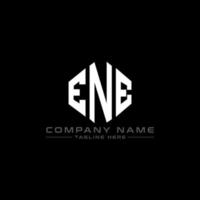 ENE letter logo design with polygon shape. ENE polygon and cube shape logo design. ENE hexagon vector logo template white and black colors. ENE monogram, business and real estate logo.