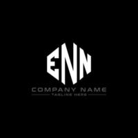 ENN letter logo design with polygon shape. ENN polygon and cube shape logo design. ENN hexagon vector logo template white and black colors. ENN monogram, business and real estate logo.