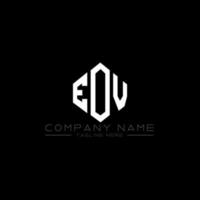 EOV letter logo design with polygon shape. EOV polygon and cube shape logo design. EOV hexagon vector logo template white and black colors. EOV monogram, business and real estate logo.