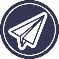 icono circular de avión de papel vector