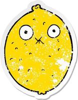 distressed sticker of a cartoon bitter lemon vector