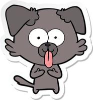 sticker of a cartoon dog with tongue sticking out vector