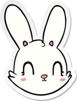 sticker of a cartoon bunny face vector