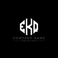 EKQ letter logo design with polygon shape. EKQ polygon and cube shape logo design. EKQ hexagon vector logo template white and black colors. EKQ monogram, business and real estate logo.